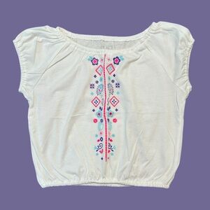 Children's Place | Girls White Paisley Smocked Top | Size L 10/12 | EUC